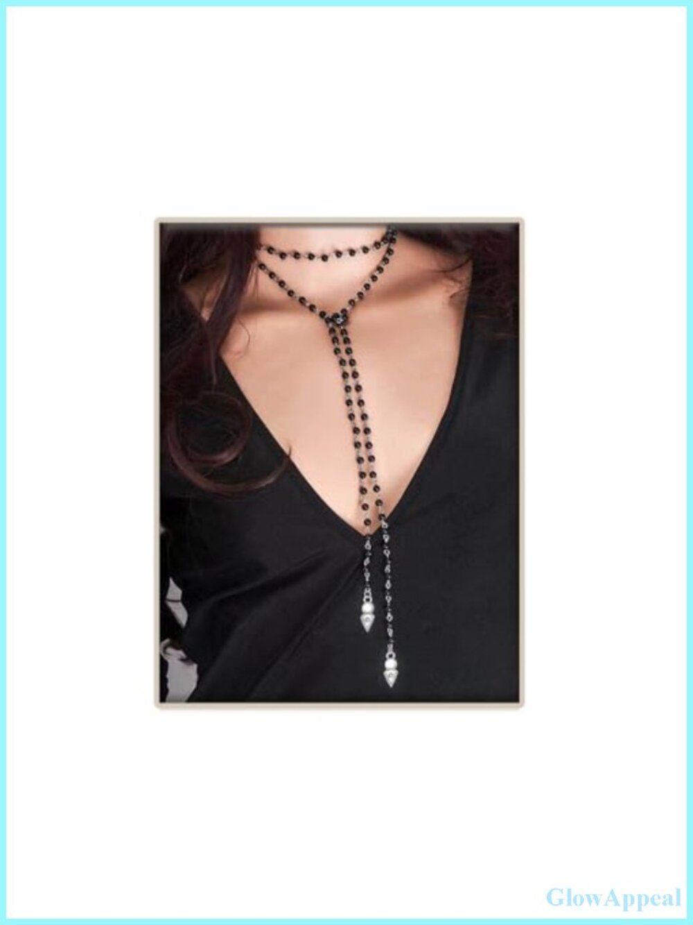 Gothic Long Wrap Around Beaded Choker Necklace Adjustable Chain Layered Necklace